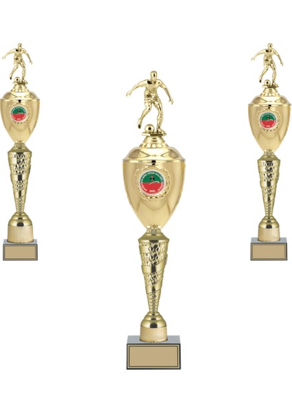 Kişiye Özel Futbol Figürlü Kupa Takımı-Ödül Kupası-Turnuva Kupası-Kupa Seti 3'lü Takım