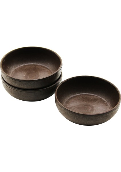 3 Parça - Naturel Plastik Çerezlik - Çap - 10 cm - Derinlik - 3 cm