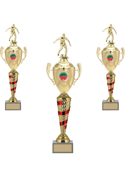 Kişiye Özel Futbol Figürlü Kupa Takımı-Ödül Kupası-Turnuva Kupası-Kupa Seti 3'lü Takım