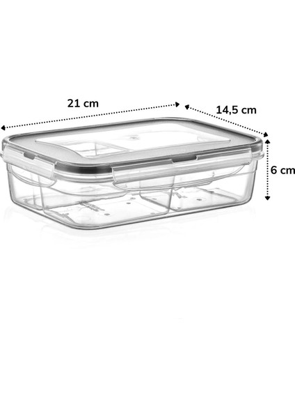 Yeni Dr 4 Bölmeli Sızdırmaz Contalı Kilitli Kapaklı 1 Litre Erzak Saklama Kabı -LC520 (4172) Kampanya