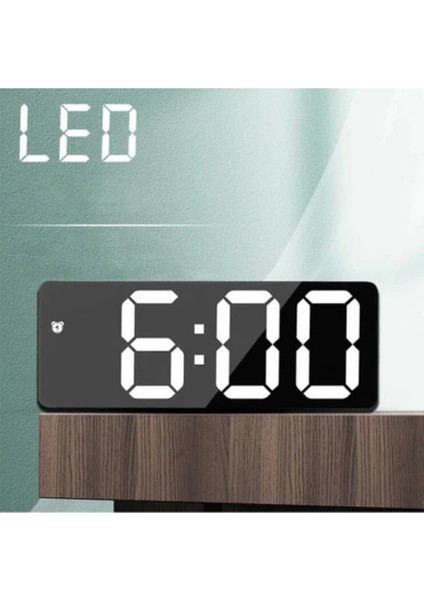 Aynalı LED Dijital Masa Saati Termometre Alarm Takvimli