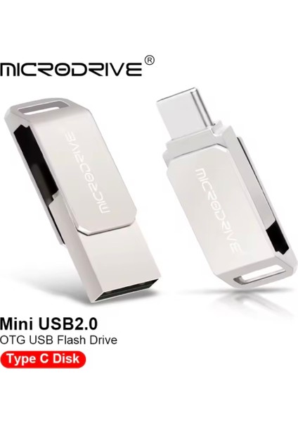 16Gb.Type-C ve Usb 2.0 Usb Flash Bellek Çift Giriş Otg Metal Sağlam Orjinal