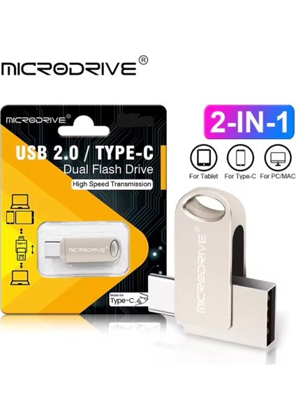 16Gb.Type-C ve Usb 2.0 Usb Flash Bellek Çift Giriş Otg Metal Sağlam Orjinal