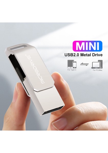 16Gb.Type-C ve Usb 2.0 Usb Flash Bellek Çift Giriş Otg Metal Sağlam Orjinal