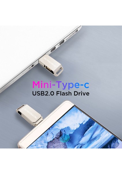 16Gb.Type-C ve Usb 2.0 Usb Flash Bellek Çift Giriş Otg Metal Sağlam Orjinal