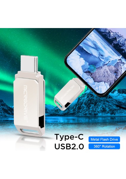 16Gb.Type-C ve Usb 2.0 Usb Flash Bellek Çift Giriş Otg Metal Sağlam Orjinal