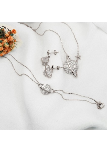 Gümüş Gezegen Bayan Kolye Küpe Bileklik Seti fiyatları