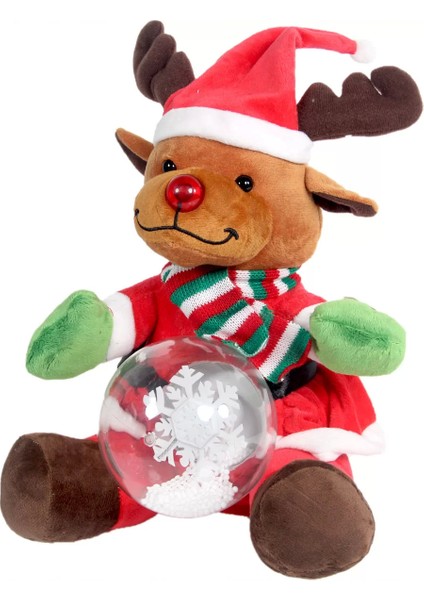 Yılbaşı Kar Küreli Pilli Peluş Ren Geyiği - 29 cm modelleri