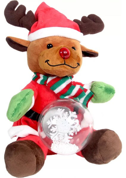 Yılbaşı Kar Küreli Pilli Peluş Ren Geyiği - 29 cm fırsatları