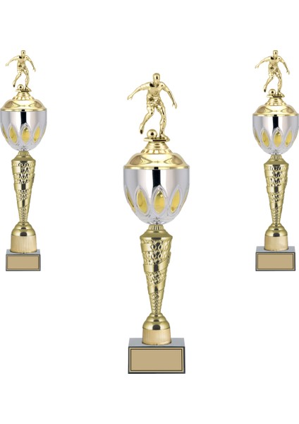 Kişiye Özel Futbol Figürlü Kupa Takımı-Ödül Kupası-Turnuva Kupası-Kupa Seti 3'lü Takım