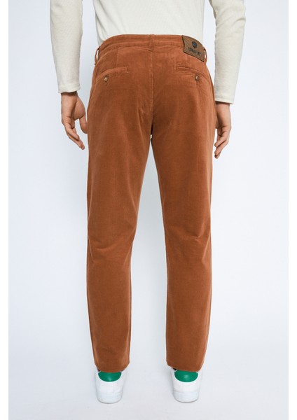 Kadife Yandan Cepli Camel Regular Fit Erkek Pamuklu Pantolon modelleri