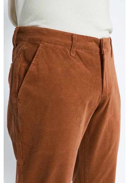 Kadife Yandan Cepli Camel Regular Fit Erkek Pamuklu Pantolon fırsatları