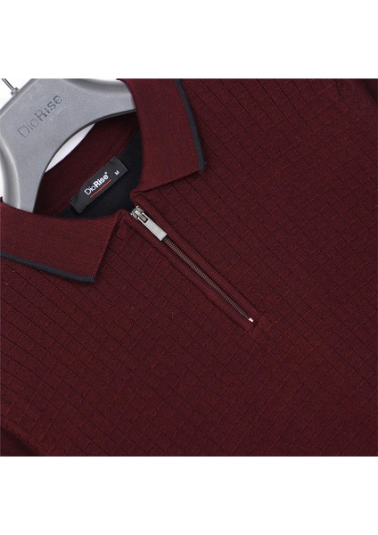 Erkek Şardonsuz Uzun Kol Ince Polo Yaka Kazak - 180972 - Koyu Bordo fiyatları