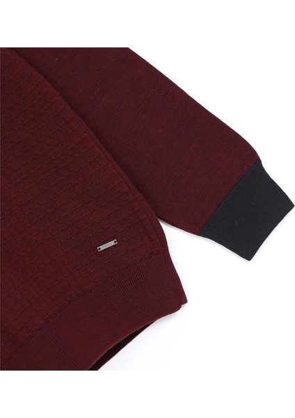 Erkek Şardonsuz Uzun Kol Ince Polo Yaka Kazak - 180972 - Koyu Bordo modelleri