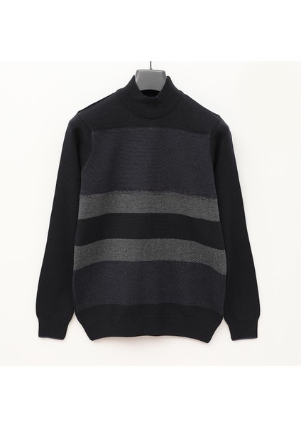 Erkek Şardonsuz Uzun Kol Ince Bisiklet Yaka Sweatshirt - 180981 - Lacivert