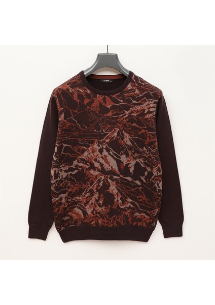 Erkek Şardonsuz Uzun Kol Ince Bisiklet Yaka Sweatshirt - 180978 - Kahverengi