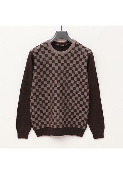Erkek Uzun Kol Ince Sweatshirt - 180875 - Kahverengi Melanj