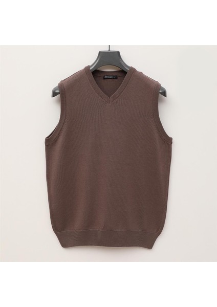 Erkek Kısa Kol V Yaka Sweatshirt - 180900 - Sütlü Kahve