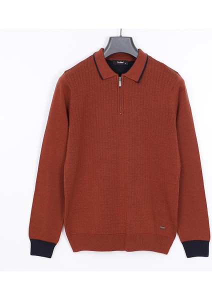 Erkek Şardonsuz Uzun Kol Ince Polo Yaka Kazak - 180972 - Kiremit