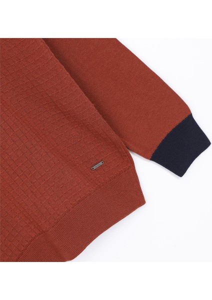 Erkek Şardonsuz Uzun Kol Ince Polo Yaka Kazak - 180972 - Kiremit modelleri