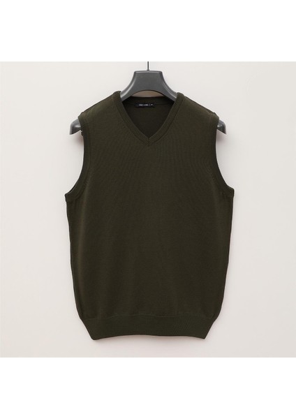 Erkek Kısa Kol V Yaka Sweatshirt - 180900 - Koyu Yeşil