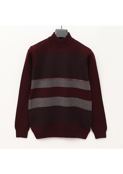 Erkek Şardonsuz Uzun Kol Ince Bisiklet Yaka Sweatshirt - 180981 - Koyu Bordo