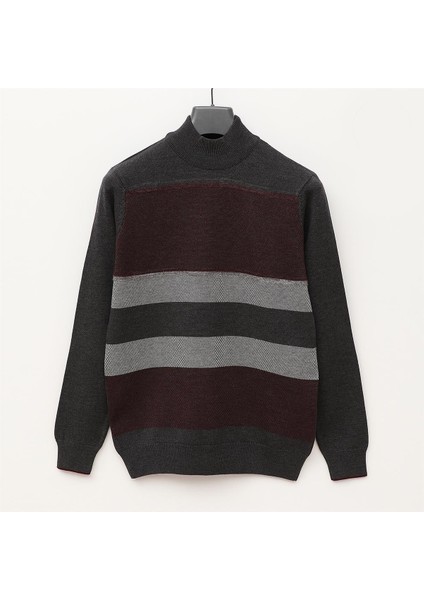Erkek Şardonsuz Uzun Kol Ince Bisiklet Yaka Sweatshirt - 180981 - Antrasit