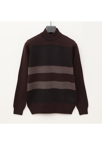 Erkek Şardonsuz Uzun Kol Ince Bisiklet Yaka Sweatshirt - 180981 - Kahverengi