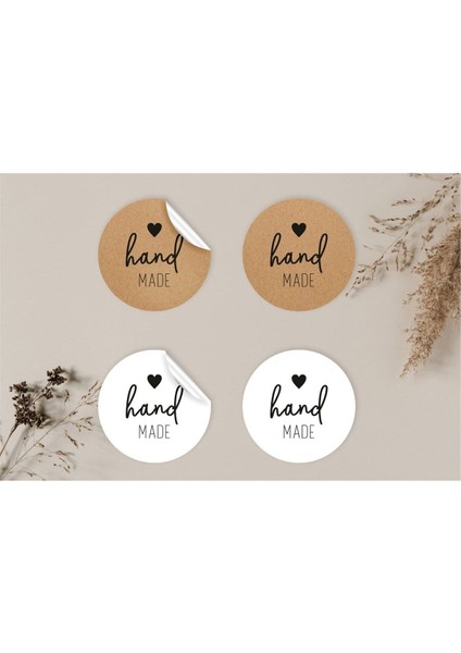 Kuşe ve Kraft Sticker Paketleme & Kargo Etiketi (4X4CM) 48 Adet - Handmade -