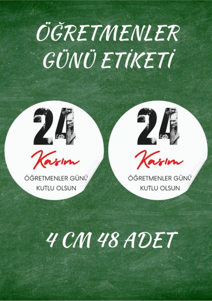 Öğretmenler Günü Etiketi Sticker 4 cm 48 Adet - 08 -