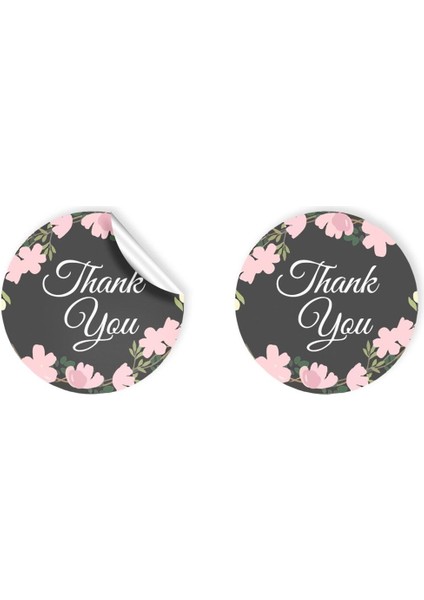 Kuşe Sticker Paketleme & Kargo Etiketi (4X4CM) 48 Adet - Thank You - 02 -