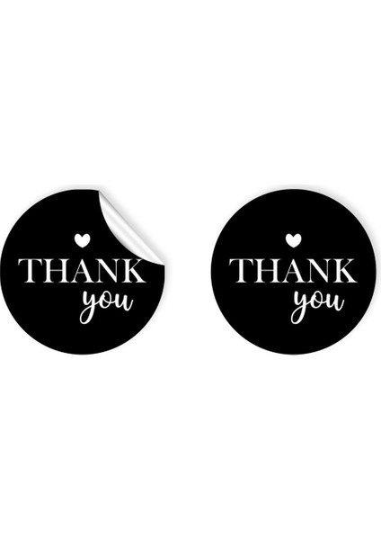 Kuşe Sticker Paketleme & Kargo Etiketi (4X4CM) 48 Adet - Thank You -