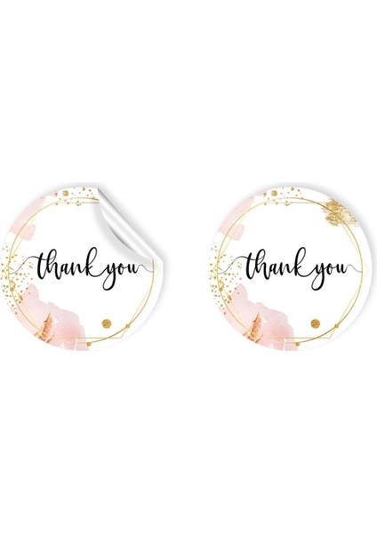 Kuşe Sticker Paketleme & Kargo Etiketi (4X4CM) 48 Adet - Thank You -