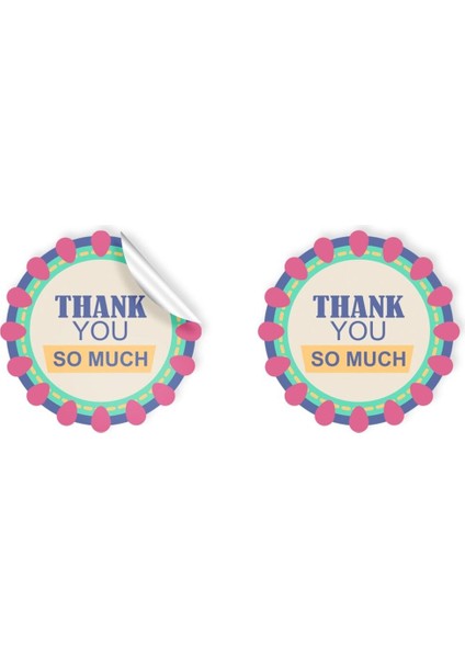Kuşe Sticker Paketleme & Kargo Etiketi (4X4CM) 48 Adet - Thank You So Much - 02 -
