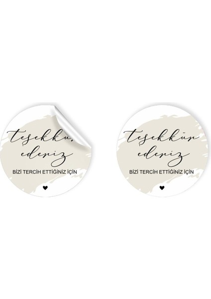Kuşe Sticker Paketleme & Kargo Etiketi (4X4CM) 48 Adet - Teşekkür Ederiz - 03 -