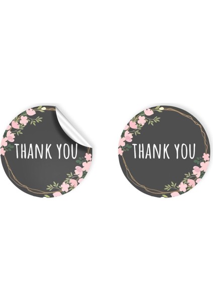 Kuşe Sticker Paketleme & Kargo Etiketi (4X4CM) 48 Adet - Thank You - 04 -