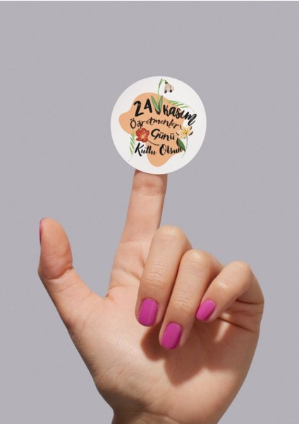 Öğretmenler Günü Etiketi Sticker 4 cm 48 Adet - 01 -