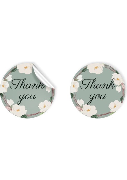 Kuşe Sticker Paketleme & Kargo Etiketi (4X4CM) 48 Adet - Thank You - 02 -