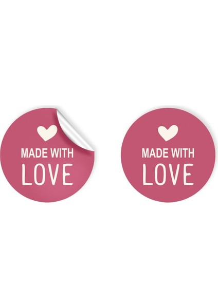 Kuşe Sticker Paketleme & Kargo Etiketi (4X4CM) 48 Adet - Made With Love - 02 -