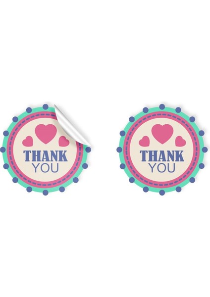 Kuşe Sticker Paketleme & Kargo Etiketi (4X4CM) 48 Adet - Thank You - 01 -