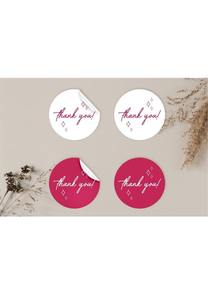Kuşe Sticker Paketleme & Kargo Etiketi (4X4CM) 48 Adet - Thank You -