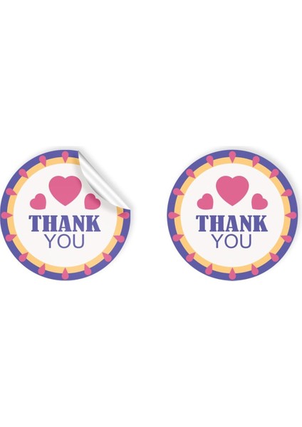 Kuşe Sticker Paketleme & Kargo Etiketi (4X4CM) 48 Adet - Thank You - 08 -