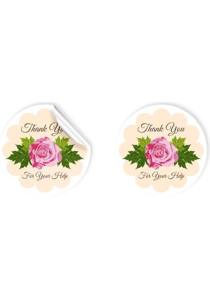 Kuşe Sticker Paketleme & Kargo Etiketi (4X4CM) 48 Adet - Thank You For Your Help -