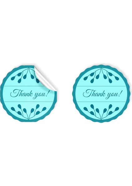 Kuşe Sticker Paketleme & Kargo Etiketi (4X4CM) 48 Adet - Thank You -