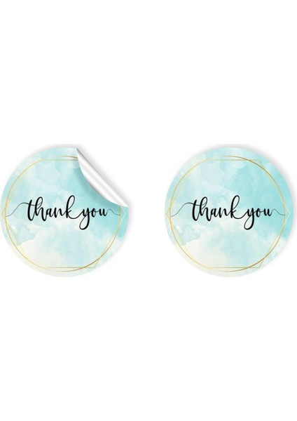 Kuşe Sticker Paketleme & Kargo Etiketi (4X4CM) 48 Adet - Thank You -