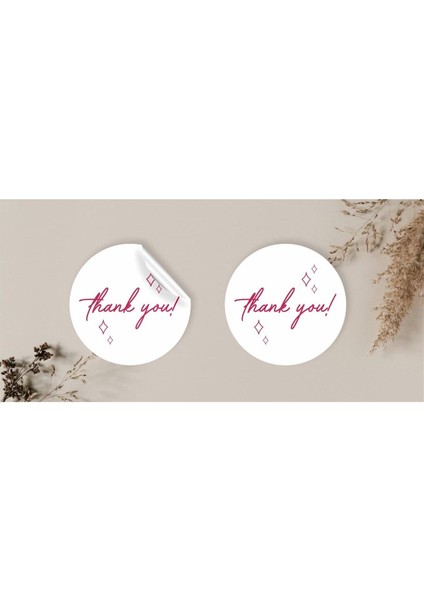Kuşe Sticker Paketleme & Kargo Etiketi (4X4CM) 48 Adet - Thank You - 1 -