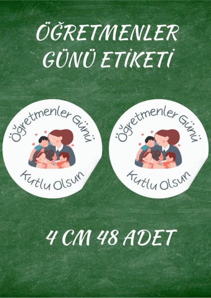 Öğretmenler Günü Etiketi Sticker 4 cm 48 Adet - 04 -