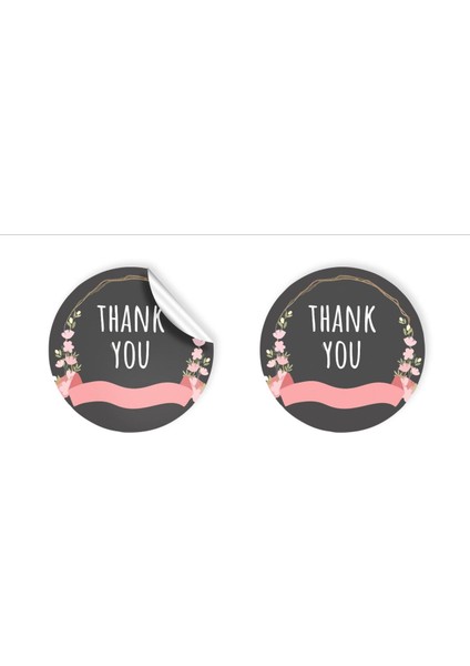 Kuşe Sticker Paketleme & Kargo Etiketi (4X4CM) 48 Adet - Thank You - 03 -