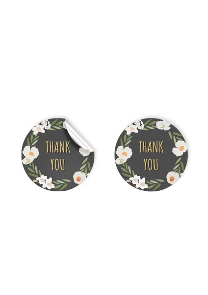 Kuşe Sticker Paketleme & Kargo Etiketi (4X4CM) 48 Adet - Thank You - 01 -