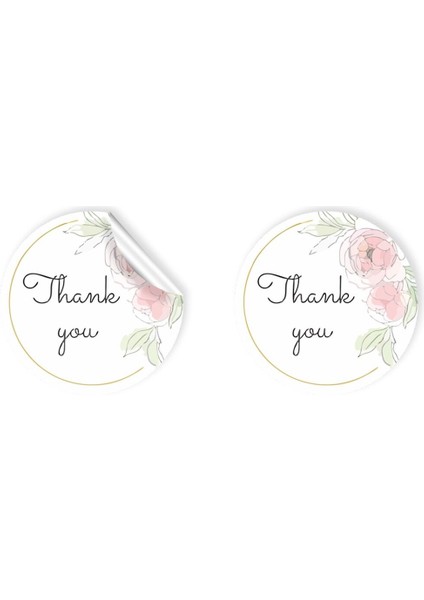 Kuşe Sticker Paketleme & Kargo Etiketi (4X4CM) 48 Adet - Thank You - 03 -